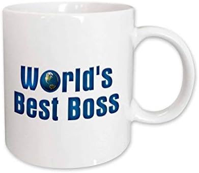 3drose Blue Text Worlds Best Boss With Globe On White Background Ceramic Caneca, 11 onças