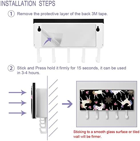 Laiyuhua adesivo colorido ganchos com 5 ganchos e 1 compartimento para armazenamento, perfeito para sua entrada, cozinha, unicórnio