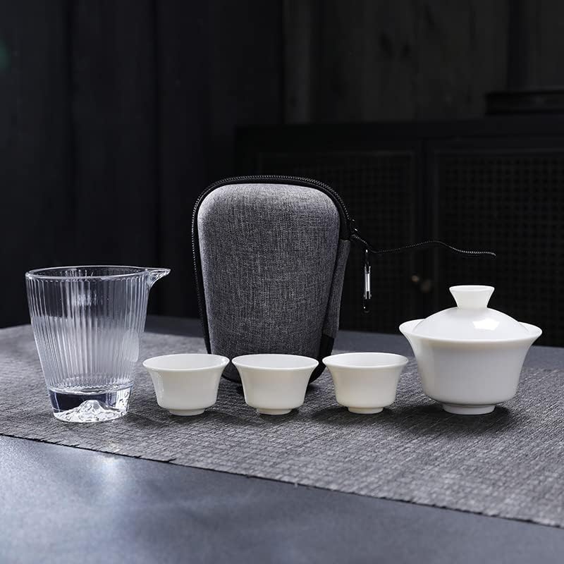 Conjuntos de chá de chá de chá de cerâmica para adultos conjunto de chá de cerâmica branca Conjunto de chá de viagem