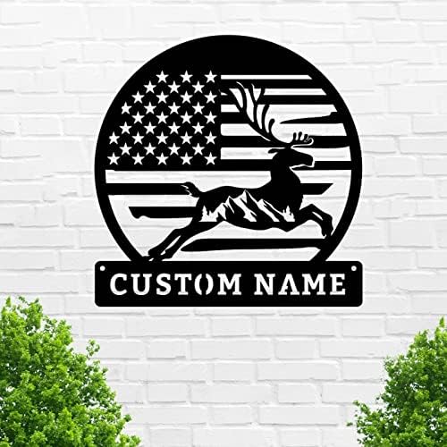 Gerryed Deer Custom Metal Wall Art Sign Sign Farmhouse Decoração de parede Decoração da fazenda Signo de fazenda Nome personalizado