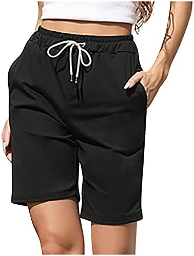 Shorts casuais femininos de verão elástico bermudas shorts moda de joelho comprido shorts longos shorts de treino