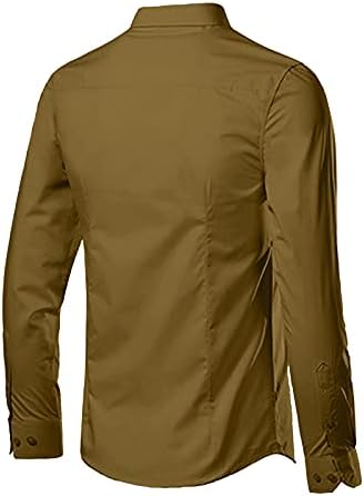 Wenkomg1 masculino masculino de manga longa Camisas trabalham cor sólida slim fit shirts a tampa de botão do escritório