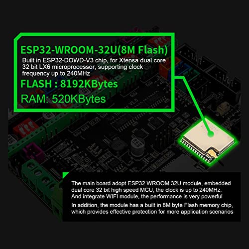 Esp32 Printina 3D Placa -mãe 32 bits, ESP32 PRIMPERAÇÃO 3D Placa -mãe de 32 bits kit de placa de controle de 520kb RAM 8192K