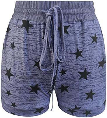 Seaintheson Womens elástica da cintura shorts de bolso curto feminino com bolsos calças casuais calças de faixas impressas soltas