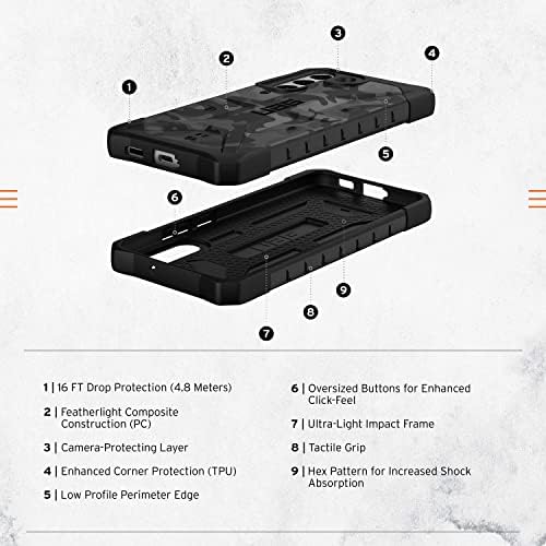 Urban Armour Gear UAG projetado para Samsung Galaxy S22 Plus Caso Camo Camo Midnight Rugged Lightweight Slim Choffinder Se Tampa Protetora, [tela de 6,6 polegadas]