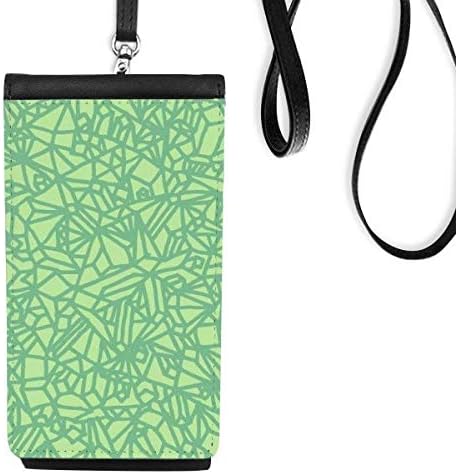 Padrões verdes linhas entrelaçadas bolsa de carteira de telefone pendurado bolsa móvel bolso preto