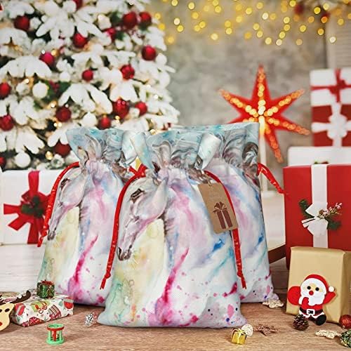 Sacos de presente de traços de natal aquarela-pink-blue-unicorn apresenta sacos de embrulho sacos de embrulho de