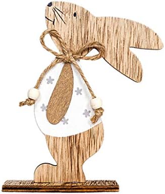 HHMEI 3pcs Decorações de Páscoa Decorações de Rabits de madeira Ornamentos criam presentes de artes nórdicos Decoração de coelho de madeira de madeira