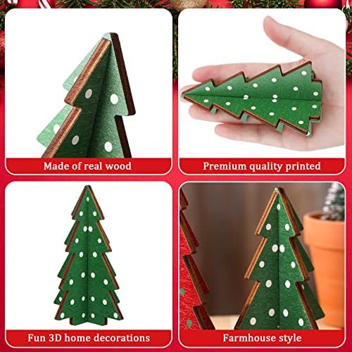 Yookeer Decoração de Natal 3 peças Tabela de madeira Árvore de Natal Árvore de Natal Rússica Fazenda de madeira de madeira Central
