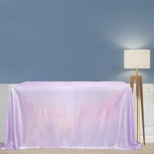 Lavanda quadrada toalha de mesa de lantejoulas 55x55 polegadas spandex mesa de natal linho laser brilhante laser tampa