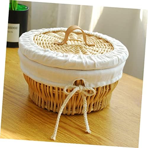 Housoutil Rattan Bread Basket Basket Baskets Baskets Basket para frutas cestas de frutas cesta de pão bandeja de chá da cesta de pão chique de cesta de cestas de cestas de cestas de comida de alimento, cesta de pano mo