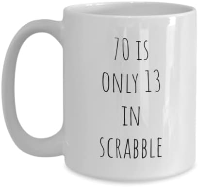 70 é apenas 13 em Scrabble, 70º presente de aniversário para mulheres, 70º aniversário para homens, 70 caneca de café