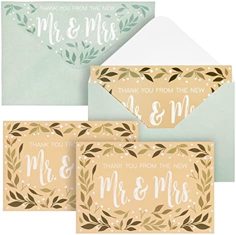 48 pacote do novo MR e MRS Wedding Agradece cartões com envelopes decorativos