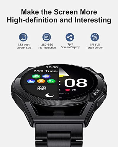 Lige Smart Watch for Men, Bluetooth Calls/Voice Speaker Android Smart Watch, Fitness Tracker com freqüência cardíaca/monitor