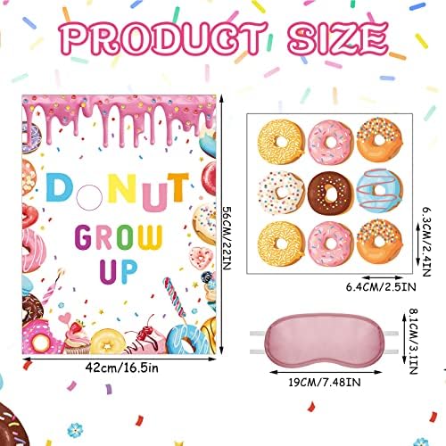 38 peças Donut Grow Up Game Party Games Pin os Donuts On The Hook Posters de Donut para Crianças com Vendas e adesivos Donut Festas