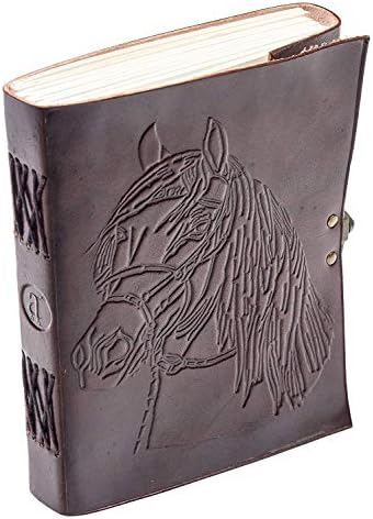 Revistas de couro anuent para escrever 8 x 6 capa de cavalo design 200 páginas diário em branco para homens e mulheres pequenas viagens