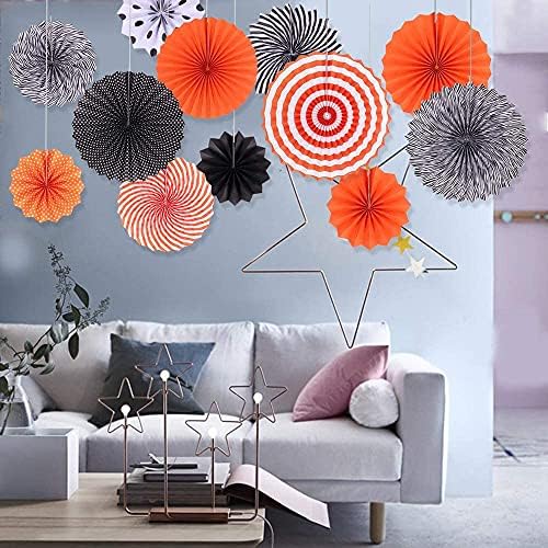 Melhores 6 PCs Decoração pendurada Os fãs de papel laranja de festa definido para eventos de formatura de casamento de aniversário acessórios