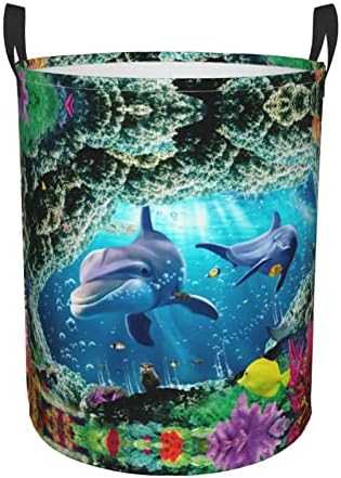 Oceano Subaquático Dolphin Prinsd Leundry Cesty, cesto de armazenamento dobrável, armazenamento doméstico para roupas, roupas de cama, lençóis, brinquedos