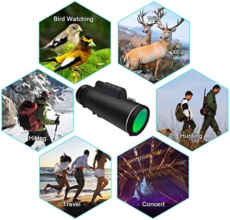 40x60 Telescópio monocular de alta potência, HD Professional Monocular com Bak4 FMC Prism para caça, observação de pássaros,