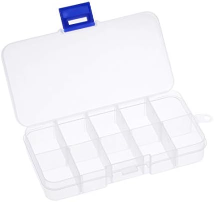 Caixa de jóias transparente UXCELL - Contêiner de armazenamento de contas de plástico, organizador de armazenamento de breos com divisores