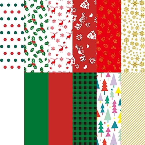 TTLLQQ Tissue Papel para sacos de embrulho de presente, papel de seda colorido Natal, 12 desenhos 20*20 polegadas