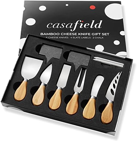 Conjunto de facas de queijo Casafield de 12 peças -aço inoxidável com alças de bambu