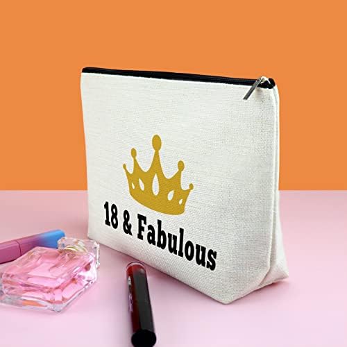 Gfhzdmf girar 18 presentes para meninas de 18 anos de idade 18 Bolsa de maquiagem fofa feliz 18º aniversário para filha 18 Presentes de aniversário para sua amiga sobrinha bolsa de cosméticos Filha girando 18