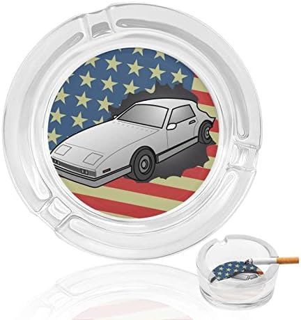 American Flag Car Vidro cinzeiros para cigarros e charutos Round Ash Bande