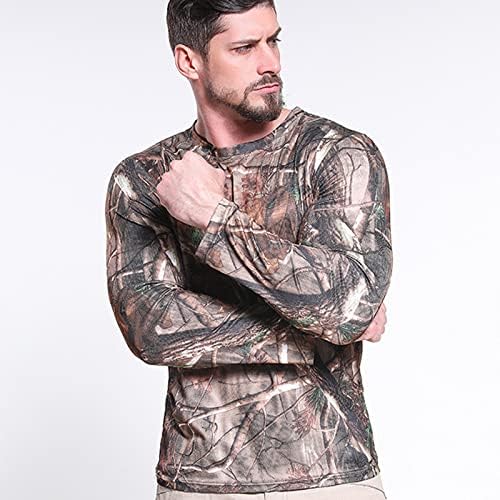 Camiseta masculina, moda de manga comprida camiseta ao ar livre de treinamento militar de camuflagem de camuflagem de camuflagem
