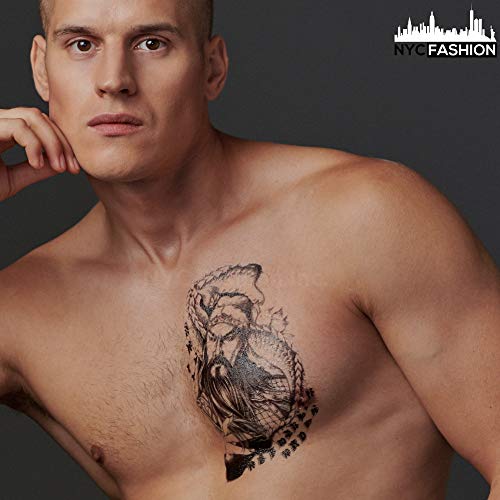 9 grandes tatuagens temporárias frias - para homens, adultos e adolescentes - crânio, elefante, olhos e mais arte corporal - tatuagens