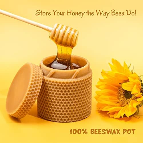 Greenfreshlab puro -cera de mel pote - armazene seu mel da maneira que as abelhas - 12 onças lavável jarra de mel, mantém seu mel fresco mais longo, oxigênio e a luz solar resistentes, seguros para alimentos, biodegradáveis ​​e ecológicos