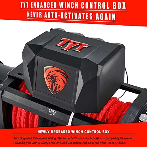 Tyt 10000 lb kits de guincho elétrico, guincho de 12V com corda de guincho sintético vermelho, guincho IP67 à prova d'água para o