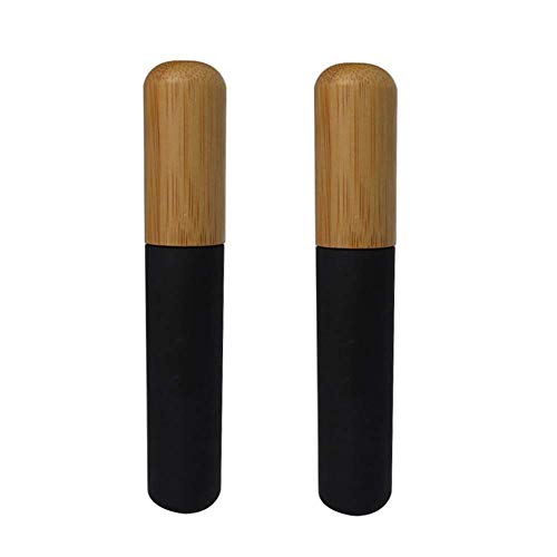 Tubos de rímel vazios- 2pcs 6 ml de tubo de rímel com varinha de cílios e recipientes de frascos de capa de cílios de tampa de bambu