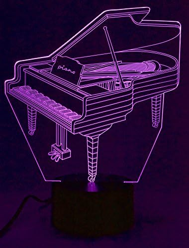 Alberts Gifts Piano - Lâmpada de ilusão de lâmpadas LED 3D com 7 efeitos de iluminação de alteração de cor de 7 cor