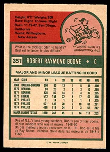 1975 O-Pee-Chee 351 Bob Boone Philadelphia Phillies NM Phillies