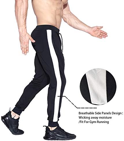 Brokig Men's Cottonplus Gym Workout Joggers, Calças de corrida de corrida atléticas de ginástica casual com bolsos com