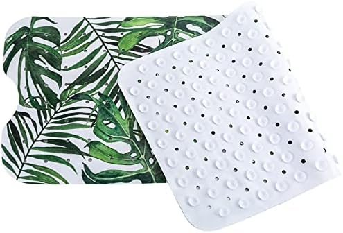 Bathsafe patenteado monstera folha não deslizante tapete de banheira extra longa e confortável banheira e chá de banho com