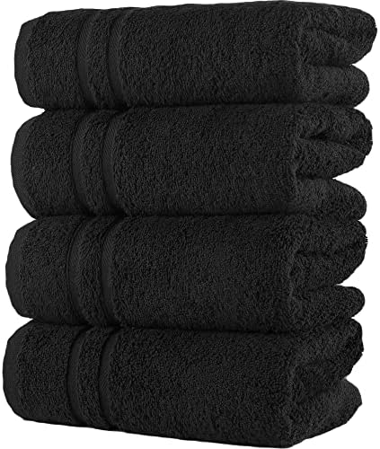 Toalhas de mão preta de linho de hammam 4 -PACK - 16 x 29 Algodão turco Premium de qualidade macia e absorvente toalhas para