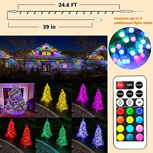 Luzes de barbante de melão 2 pacote 50 Decoração de árvore de Natal LED com luzes de fada remota Luzes de fio de cobre à prova d'água para o quarto de festas de casamento decorações internas e externas