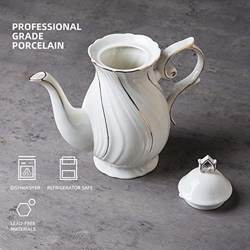 Cerâmica de panela de chá de agyiuns, decelana de porcelana com tampa, 38,8 oz para chá, leite, café, chá de flores