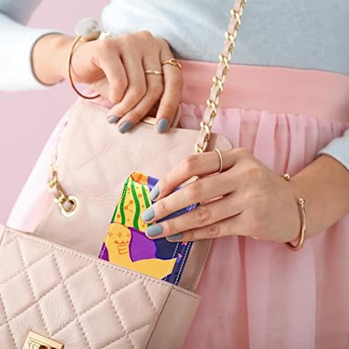 Mini maquiagem Oryuekan Saco de maquiagem com espelho, bolsa de embreagem Leatherette Lipstick Case, Cartoon Abstract Funnos Dinosaur