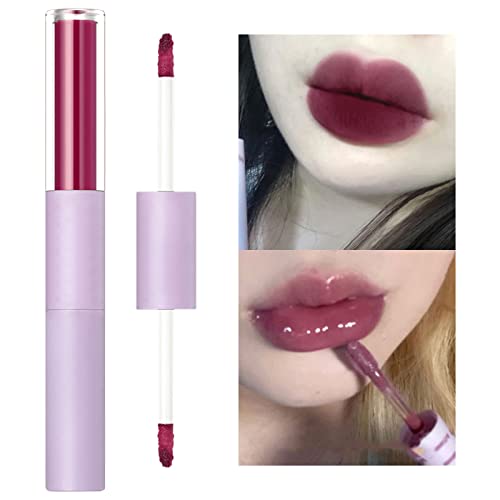 Xiahium Lip Gixses for Girls Lip Double Lip Glaze Dois Lipstick de Textura Veludo à prova d'água Non Stick Copo Non Fad