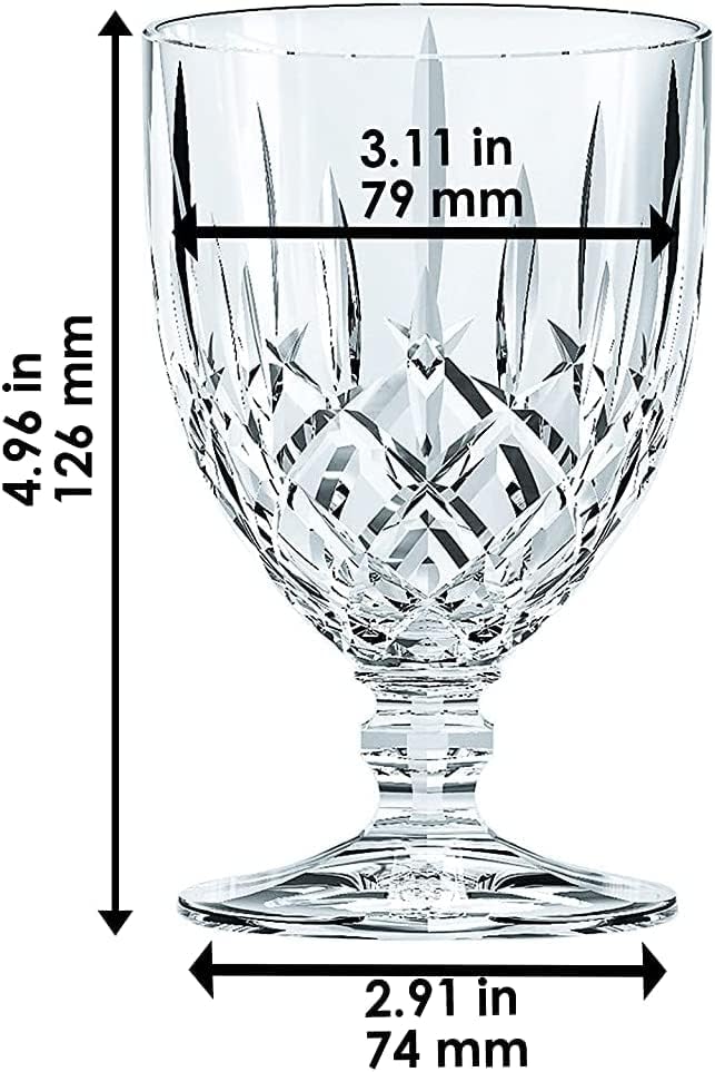 Coleção Noblesse de Nachtmann Small Goblet, conjunto de 4, feita de vidro de cristal, claro, para férias e festas, copos de bebida de água, calicéteis, lava -louças