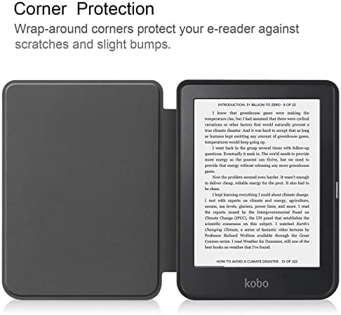 Caso para Kobo Clara 2e 6 2022, o couro mais fino e leve inteligente com o Sleep Alow Sleep Caracterar de capa de couro