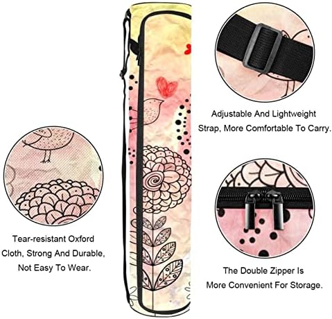 Ratgdn Yoga Mat Bag, pássaros florais adoram exercício de ioga transportadora
