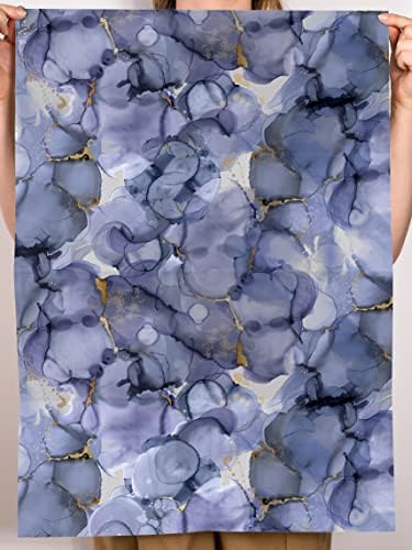 Papel de embrulho de mármore Central 23 - 6 folhas de presente - Blot de tinta - azul marinho - Abstract Giftwrap
