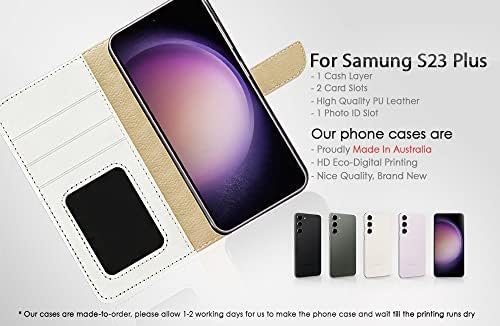 Para Samsung S23+, para o Samsung Galaxy S23 Plus, capa de capa de carteira de flip -flip, A21799 Wolf Lua Red 21799