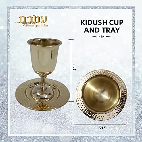 Estrela tradicional elegante de David Kiddush Cup com acabamento de cetim de latão - perfeito para Shabat, feriados,