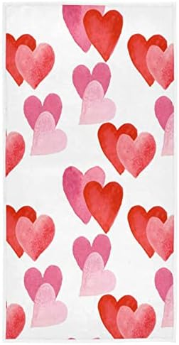 Wfrish Watercolor Hearts Padrão Toalhas de mão Valentine 15x30 No dia dos namorados, toalha de toalha de banheiro