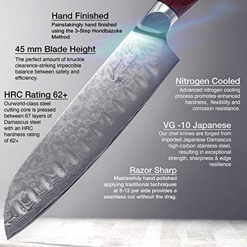 Chef Daddy Damasco Santoku Knife - Bunka Bocho 7 polegadas VG10 japonês 67 Aço inoxidável - Cozinha Granton Edge Professional